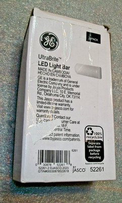 GE Ultrabrite LED Light Bar, 200 Lumens, High/low/off Switch, Nightlight, (2 PC)