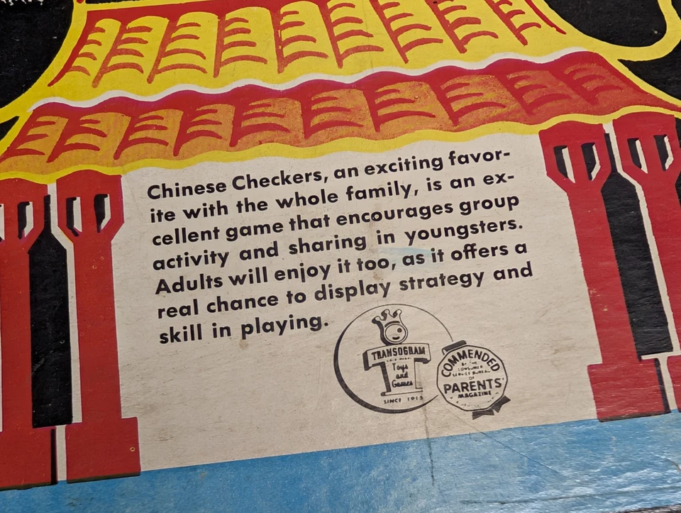 Jogo de tabuleiro damas chinês vintage transograma brinquedos estrutura de madeira dragão mármore - Imagem 2 de 4