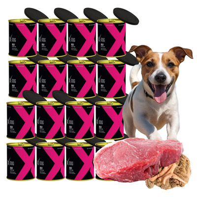 16x 800g Nassfutter Hund Hundefutter 100% Rind Rinderkutteln Getreidefrei X-DOG