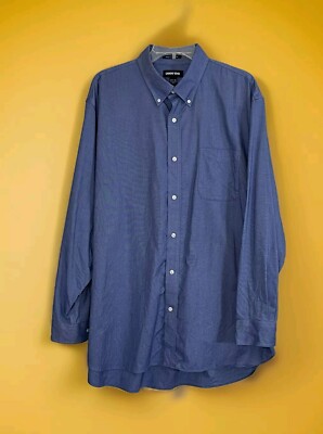 Lands End Blue Trad Fit Supima 17.5-35 No Iron Oxford Corpcore Basic 413634