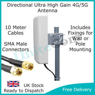 High Gain Dual Input 4G/5G Directional Pole Mount Antenne 10M Kabel SMA MiMo