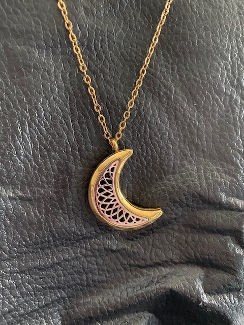 Crescent Moon Essential Oil Necklace Diffuser in Gold & Silver  -image