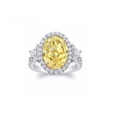 5.50Ct Yellow Citrine Oval Cut Engagement Wedding Ring Solid 925 Sterling Silver
