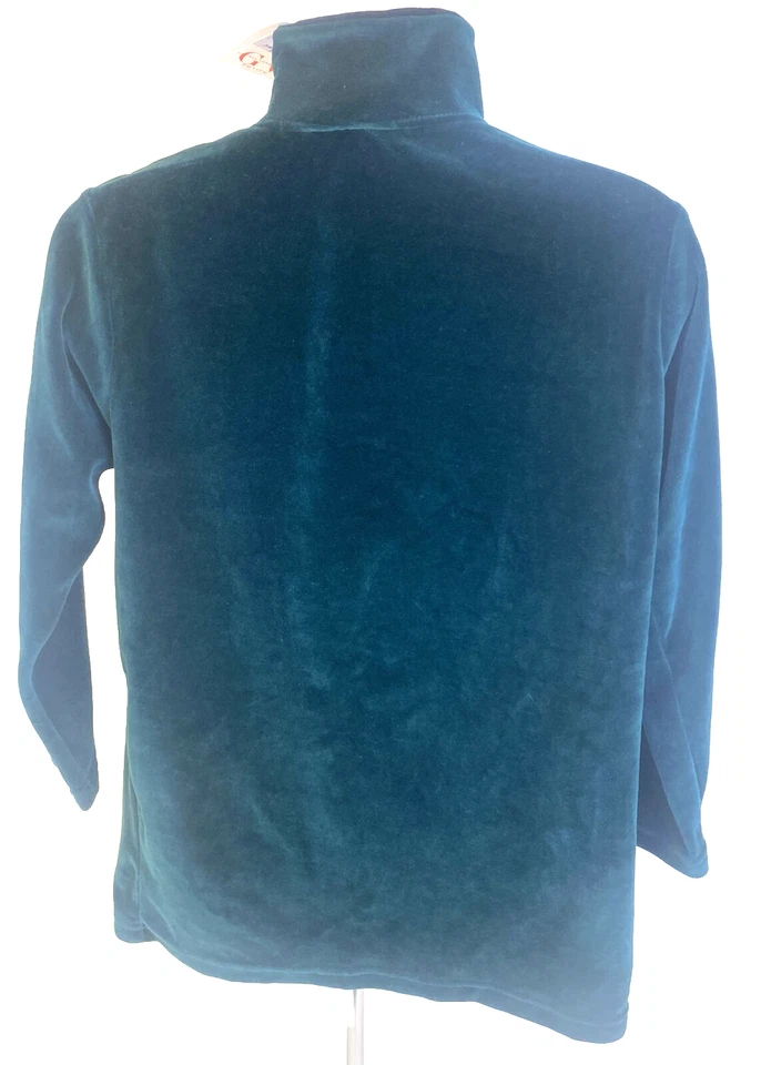 Suéter Gloria Vanderbilt Feminino Médio Pequeno 1/4 Zíper Decote Simulado Veludo NOVO - Imagem 2 de 4