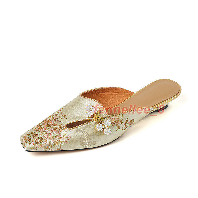 PANTOFOLA D’ORO Scarpe basse donna retrò cinesi mulo ciabatte ricamo scarpe casual nuove festa