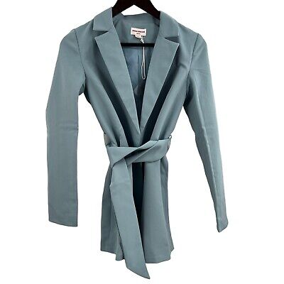Urban Threads Petite Blue Tie Waist Blazer Size 6P New