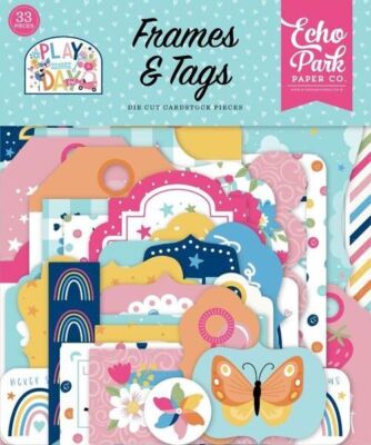 ECHO PARK ''PLAY ALL DAY'' GIRL  FRAMES & TAGS   CHILD GIRL SCRAPJACK'S PLACE