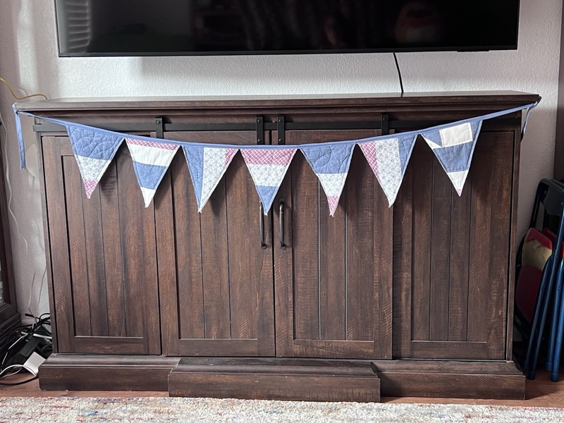 Handmade, Red, White, Blue,bunting, flag, pennant, banner farmhouse Cottage Swag