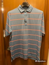 Men’s XL Footjoy Blue/Orange Stripe Stretch Polo  Shirt Texas Star Club Logo