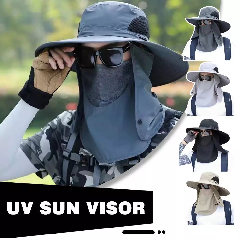 Outdoor UV Protection Sun Hat Neck Face Flap Wide Brim Hats Cap Fishing  X2W8