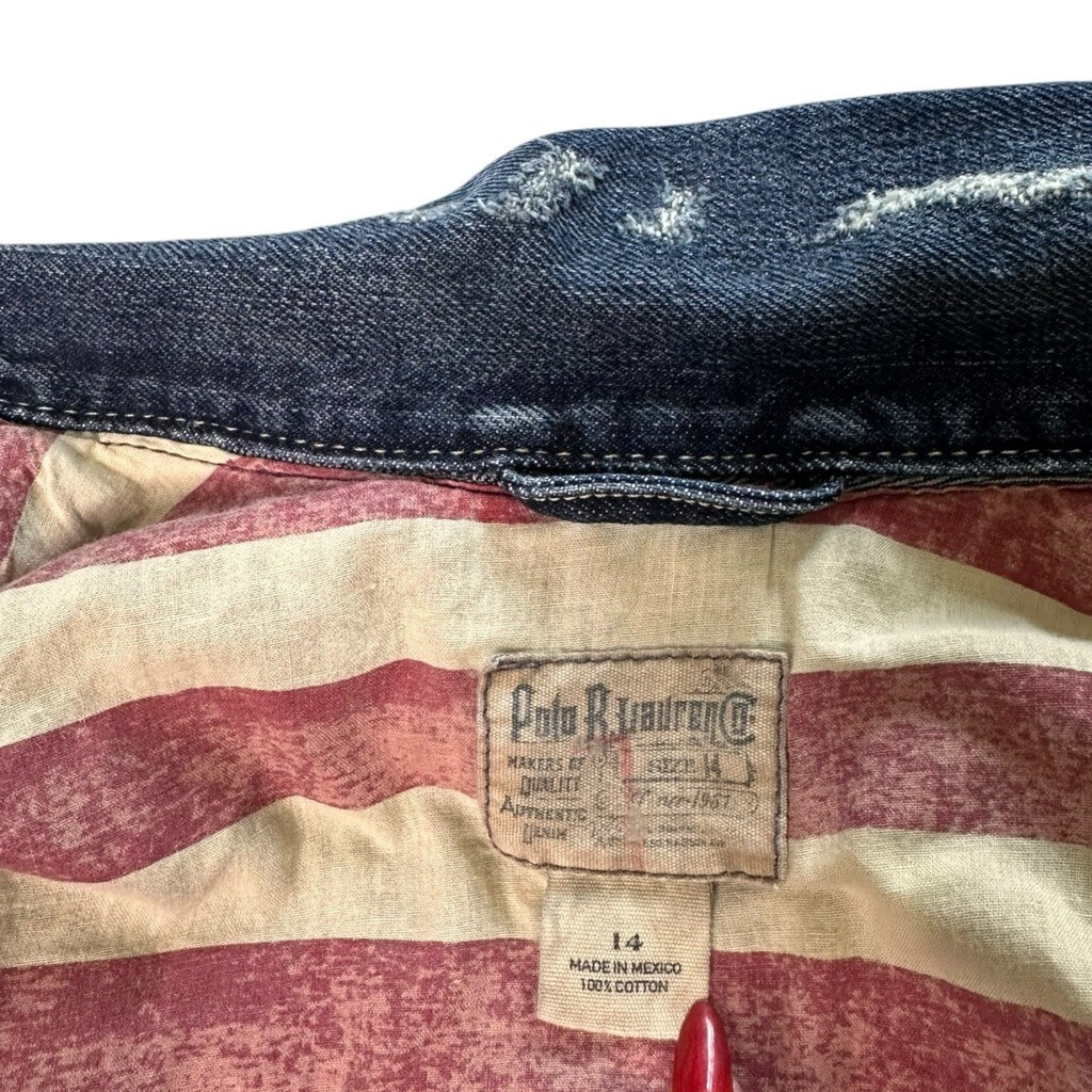 Polo Ralph Lauren Kids Distressed Unisex Denim Vest – Size 14 image 6
