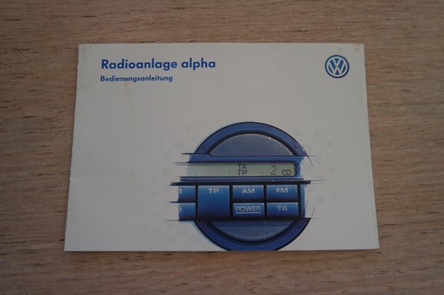 VW Radio Bedienungsanleitung Radioanleitung Radioanlage alpha 1995