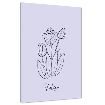Flieder Tulpen Linie Zeichnung Blumen Leinwand Wandbild Kunstdruck