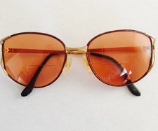 VTG 80'S WOMENS Luxottica Titanium G576 GOLD RETRO FRAMED Eyeglasses 1501 ITALY