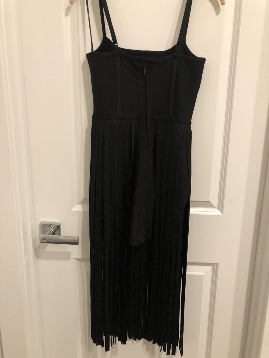 Herve Leger x F21 bandage black fringe dress - size S | eBay