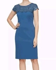 Alex Evenings Women's Size 8P Embroidered Sequin Dress