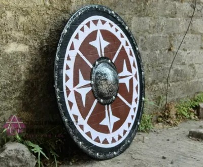 Wooden Round Shield Iking Medieval Battleworn Norse Authentic Battle Larp Armor