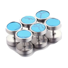 Fake stretcher tunnel plug earring turquoise 1.2mm x 10mm