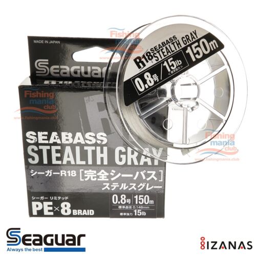 Kureha Seaguar Seabass Stealth Gray PE X8 150 m PE #0.8 15 LB 8 Braided - Picture 1 of 2
