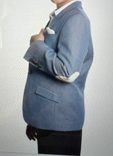 ELIE BALLEH BOYS BLUE Small Dots BLAZER SUIT with ELBO PATCH SZ 4-5 Ret 99.