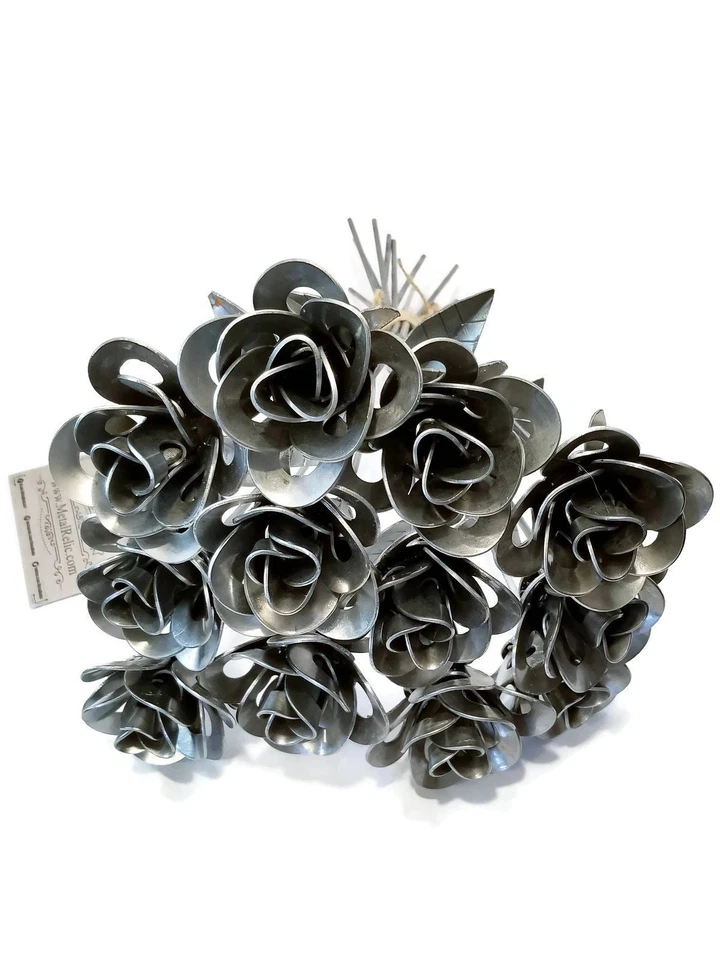 Dozen Metal Roses, Recycled Metal Roses, Metal Rose Sculptures, Welded Roses - Image 2 of 4