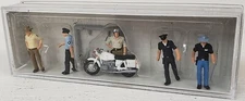 Preiser (HO-Scale) 10370 U.S. Policemen w/One Motorcycle -- pkg (6) - NIB
