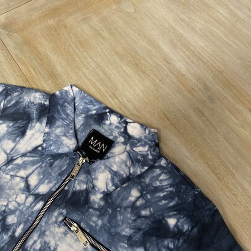 Giacca Uomo Harrington XS Tie Dye Cappotto Blu Bomber Prezzo di ricambio £60 Boohoo Man - Foto 12 di 13