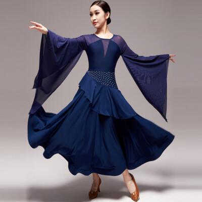 ballroom dance dresses for women Ballroom/Smooth Competition This gown captures the essence of sophistication and elegance Ballroom Dancers Navy Ballroom Dress