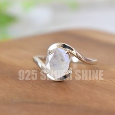 RAINBOW MOONSTONE NATURAL GEMSTONE 925 SOLID STERLING SILVER JEWELRY RING 3 TO12