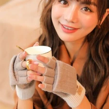 FRALU autumn and winter knitted alpaca gloves ladies outdoor windproof warmth fi