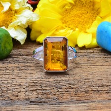 Gut Aussehend Citrin Topas Edelstein 925 Sterlingsilber Handmade Ring Alle Größe