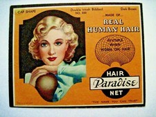 Vintage Pin-Up On Hair Net Package "Paradise" Real Human Hair