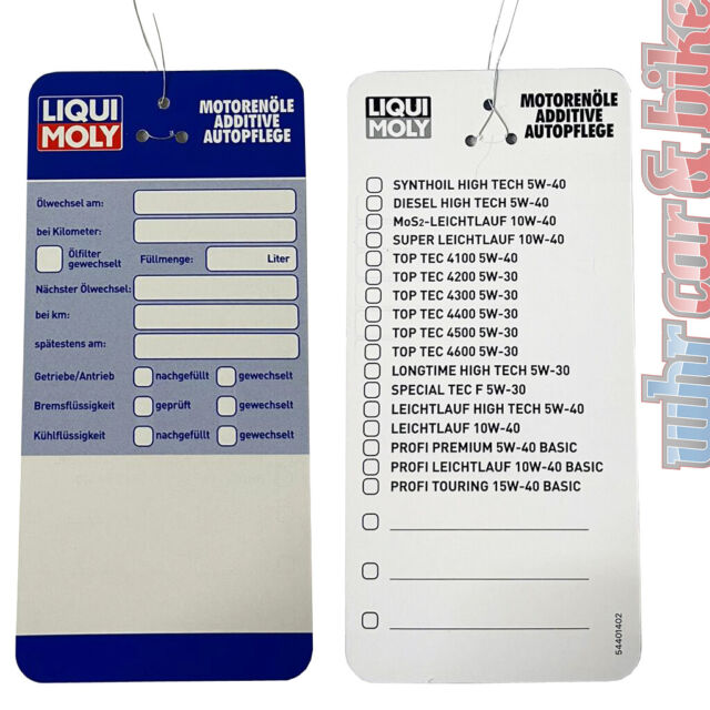 Liqui Moly Ölwechselanhänger Etikett Ölzettel Serviceanhänger für Inspektion Liqui Moly Ölwechselanhänger Etikett Ölzettel Serviceanhänger für Inspektion