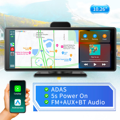 10.26'' Wireless CarPlay & Android Auto Dash Cam Bluetooth Audio GPS Navigation