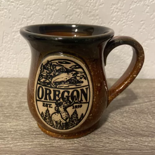 Pottery Oregon EST. 1859 Coffee Tea Mug Cup / MINT Condition Brown EUC 16 OZ