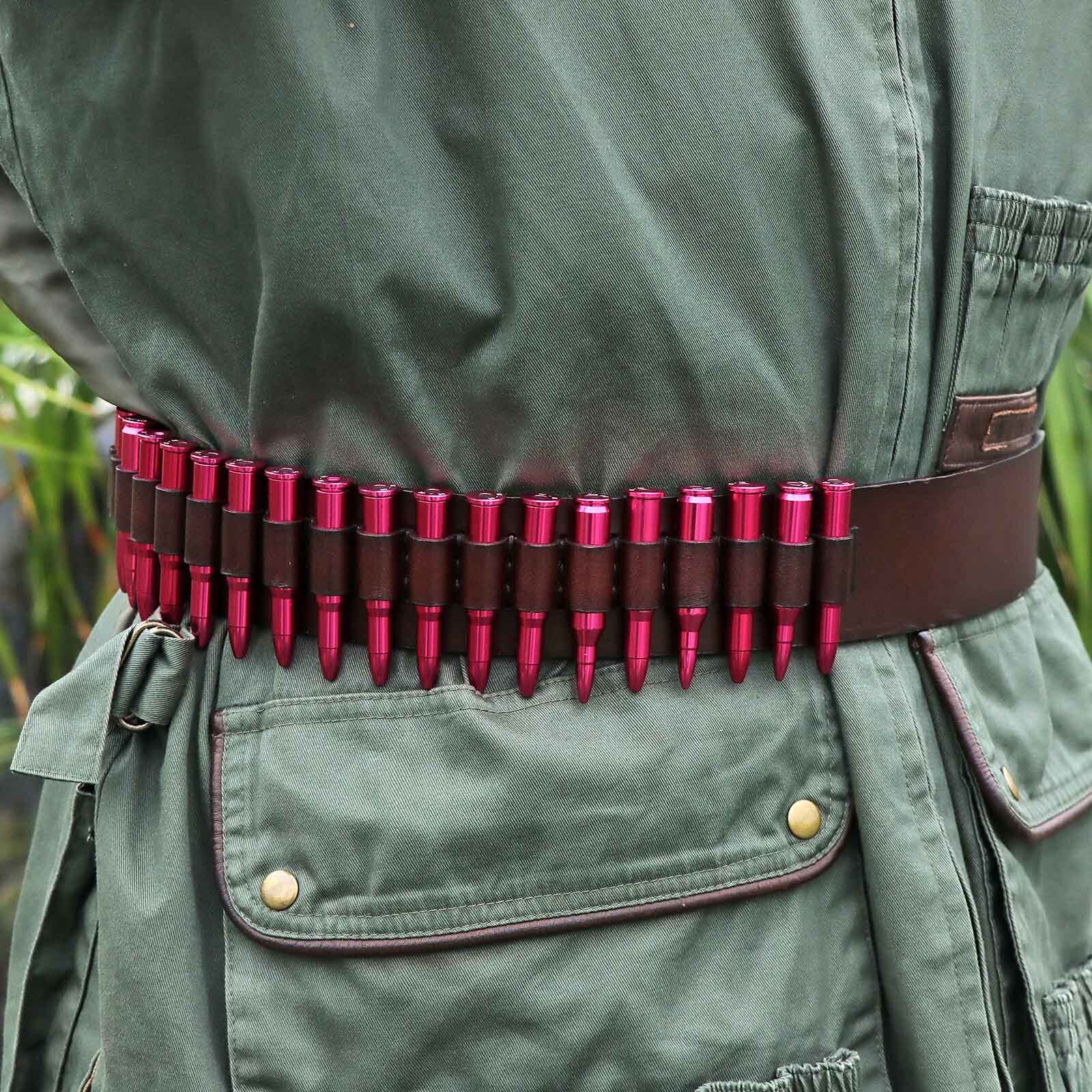 Tourbon 9mm/.38,357 Ammo Bandolier Rifle Cartridges Belt Ammo Carrier in Leather