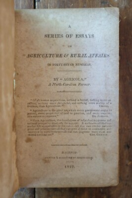 Essays on Agriculture by AGRICOLA 1819, rare North Carolina history, Jefferson