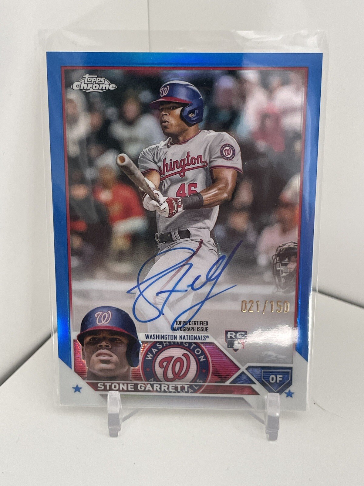 2023 Topps Chrome Stone Garrett Blue RayWave Rookie Auto /150 #RA-SG