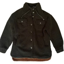 Koolabura Ugg Sherpa Shirt Jacket Women’s Xs Oversized Olive Green Button Down