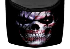 USA Flag Grunge Skull Evil Eyes Fierce Clown Truck Hood Wrap Vinyl Car Graphic
