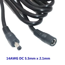 1x 14AWG DC Power Supply Adapter Extension Cable 5.5mm x 2.1mm Male to Female 3m