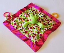 MARY MEYER BABY FROG PINK SATIN DOTS TEETHER SECURITY BLANKET LOVEY V1