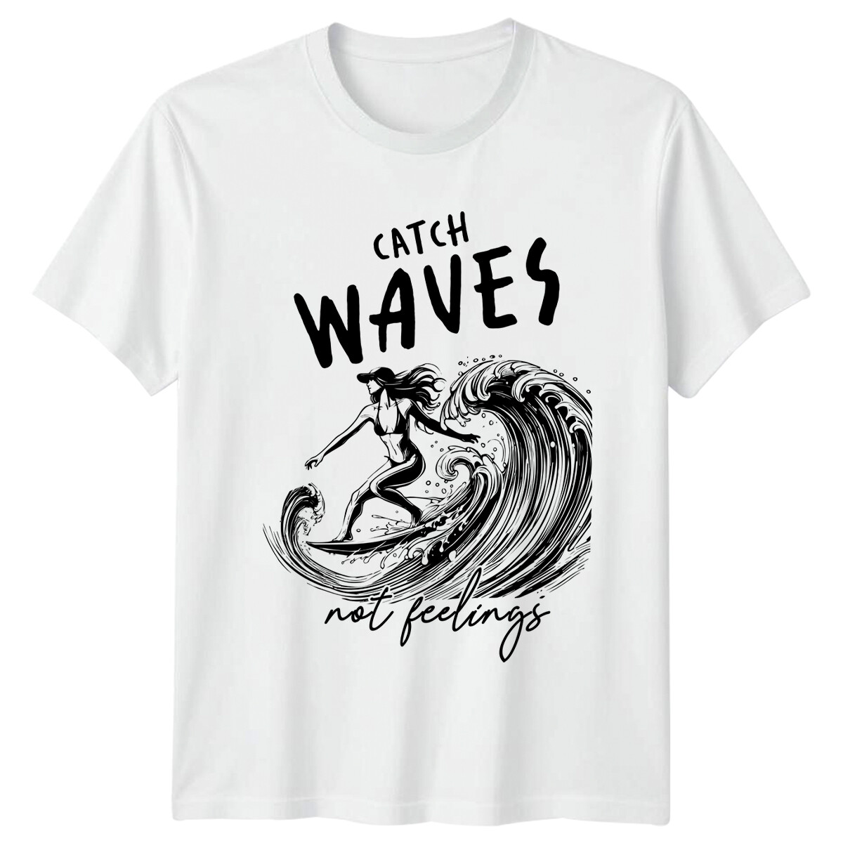 Catch Waves Surfing Sports Mens T-Shirt Womens Tee Graphic Unisex Top