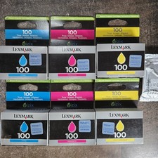 7 Lexmark 100 Ink Cartridges Yellow Magenta Cyan