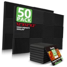 50 Pack Acoustic Foam Panels - 2"x12" x 12" Sound Proof - High 50P-Foam
