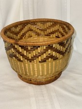 Round Wicker Vintage Woven Wicker Basket Brown/Tan Indoor