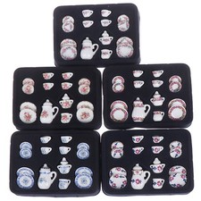 Set tazze da tè caffè porcellana ceramica servizio tavola miniatura casa delle bambole 15 pezzi To.t2