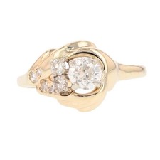.65ctw Diamond Solitaire with Accents Engagement Ring 14k Yellow Gold Size 6.25