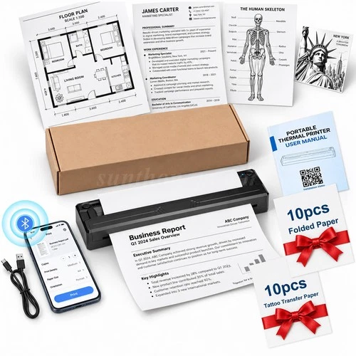 Pro Portable A4 Thermal Printer 300DPI Supports 8.5" x 11" US Letter Wireless video thumbnail
