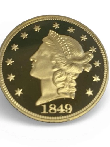 1849 Liberty Gold-Layered American Mint State Collectors  $20 Coin In Case